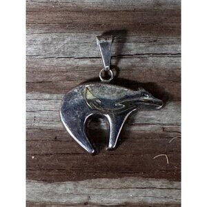 Native American Sterling Silver Bear Pendant 14.12g